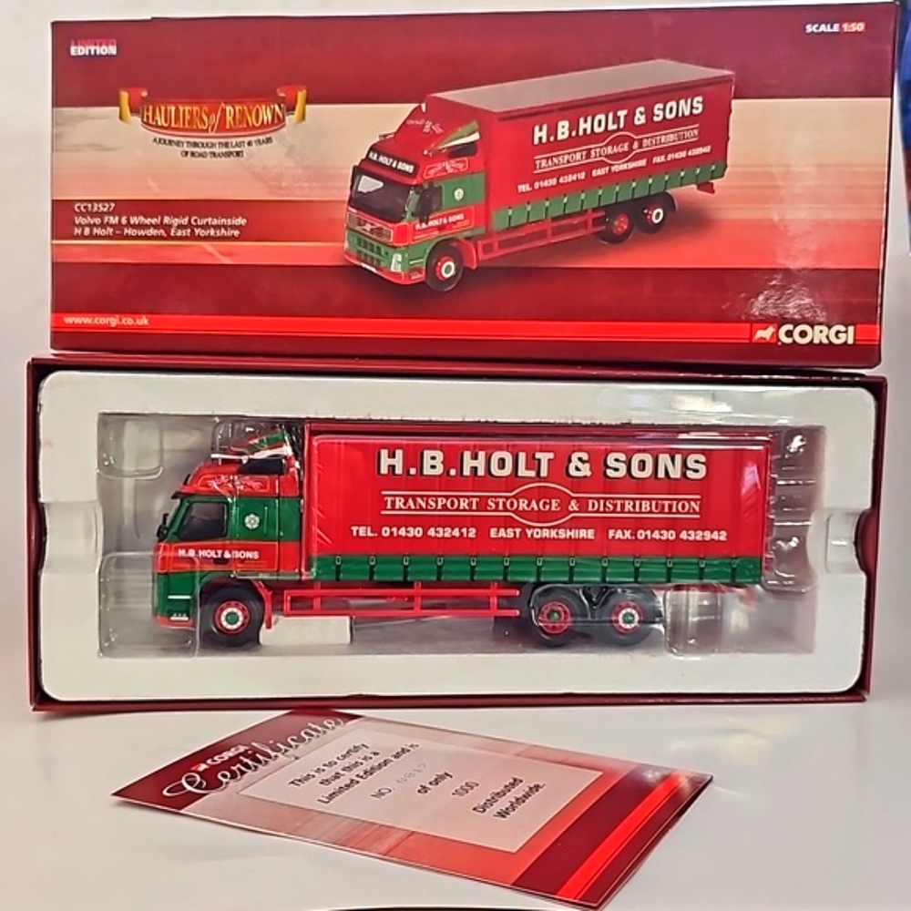 Corgi diecast model H B Holt trucking Volvo wheel rigid Curtainside new in box